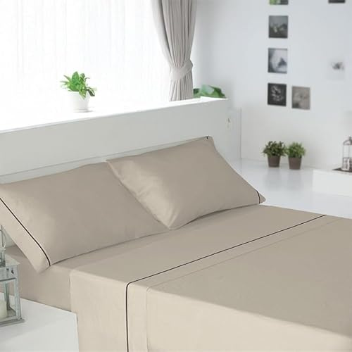 Rufino Díaz Juego Sábanas Franela Invierno Algodón Lisa (Beige - 135 cm) - Taco Extra Suave para Adultos e Infantil - Sensación acogedora y de Confort