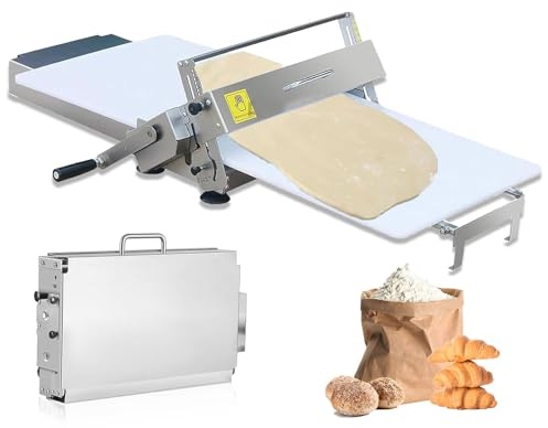 ORIDLECTAL Pasta Maschine mit 0-25MM Einstellbare Dicke, Teigroller Maschine für Private und Gewerbliche Bäckereien, Manuelle Teigausrollmaschine mit für Pizza/Brot/Croissants, TYPE400