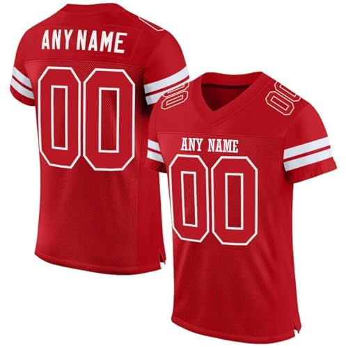 Personalisiert American Football Trikot mit Name Nummer Logo Personalized Sports Uniform Junge Mädchen Herrn Damen Sporthemden Schnelltrocknend Atmungsaktiv T-Shirt