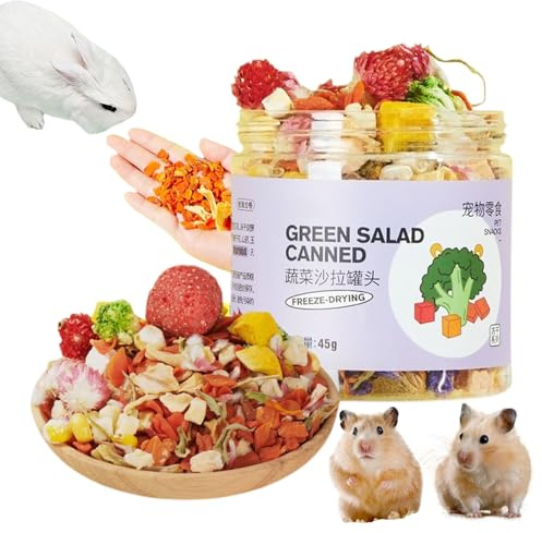 Hamster Treat - 45g Chew Toys & Bunny Snacks, 10 Types Teeth Grinding Toys For Small Animals,10 Kinds Of Dried Vegetable And Fruit Salad Grinding Toy | Healthy Bird Treats & Molar Chews For Hamsters