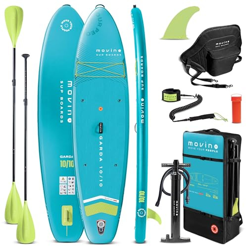 Movino Garda Allround SUP-set – uppblåsbar SUP-bräda 330 cm (10’10”) inklusive paddel, pump och ryggsäck – lätt paddelbräda för nybörjare och erfarna – vattensport