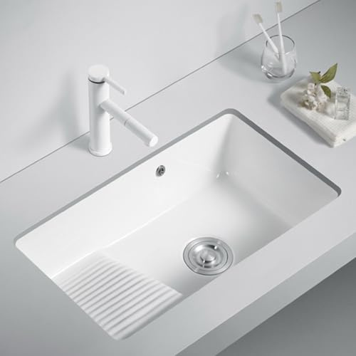 Lavandino da bagno in ceramica con lavabo, lavabo sotto il bancone con troppopieno per lavanderia e bagno