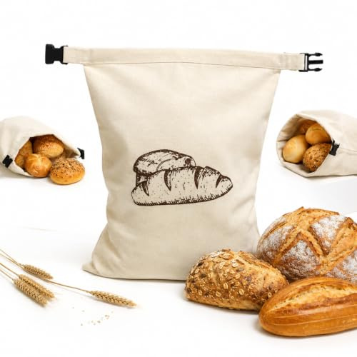 Bread Bag, Breads Bags for Homemade Breads, Linen bag for Fresh Storage, 43 cm Bread Preservation Bag with Natural Material, Reusable Bread Keeper for Daily Use