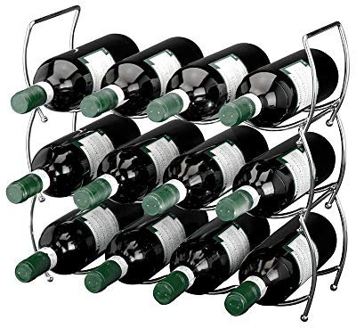 Viscio Trading 171532 Flaschenregal verchromt, Stapelbar, aus Stahl, Farbe Silber, 13 x 40 x 40 cm