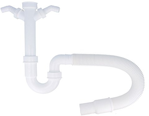 tecuro 1 1/2 Zoll Spülensiphon fexibel kürzbarer Ablaufschlauch DN40/50 Geruchsverschluß Ablaufgarnitur Küche