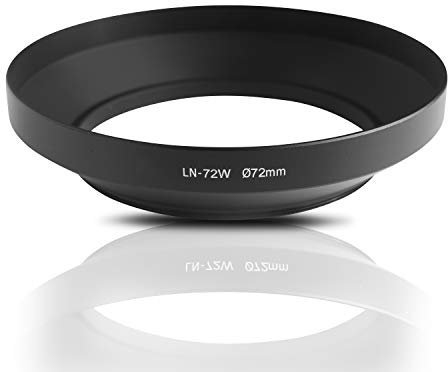 Lens hood made metal (aluminum). For screwing in and for wide-angle lenses. For Canon Sony Nikon Pentax Olympus Leica Fujifilm Panasonic (72mm)