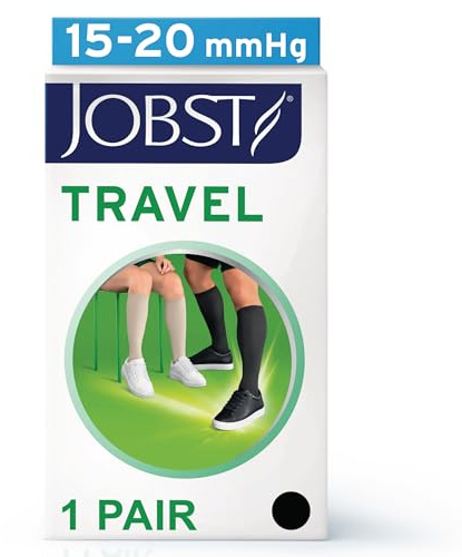 JOBST Travel Reisestrümpfe für Damen und Herren - hilft, Reisethrombosen vorzubeugen - weich, atmungsaktiv dank 33% Baumwollanteil, Schwarz, Size 4