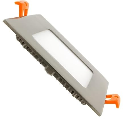 LEDKIA LIGHTING Placa LED 6W Cuadrada SuperSlim Corte 105x105 mm Silver 3000K Blanco Cálido