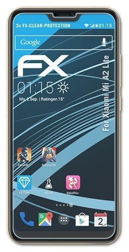 atFoliX Lámina Protectora de Pantalla compatible con Xiaomi Mi A2 Lite Película Protectora, ultra transparente FX Protector Película (3X)