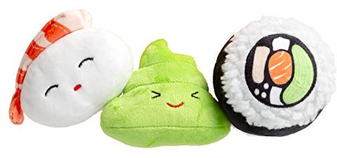 Pearhead Sushileksaker, plysch pipig hundleksaksset, husdjursägare måste ha hundtillbehör, husdjursset, semester, jul husdjur strumpfyllning, set med 3