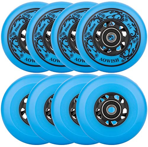 AOWISH 8er-Pack 76 mm Inlineskate Rollen 88A Inlineskates rad mit Kugellager ABEC-9, WeiÃŸe Radnabe mit 5 Speichen, Grau, 76mm Diameter