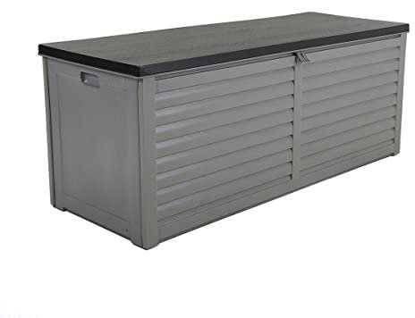 Charles Bentley, 390L, Outdoor, Garden, Plastic, Storage Box, Grey Body, Black Lid, Moulded Handles, Padlock Hasp, Sliding Lifts, PP Vacuum, Indoor, Outdoor, Steel, Storage Chest (143x57x53cm)