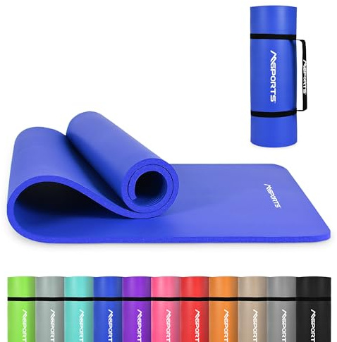 MSPORTS Tappetino da ginnastica Premium con tracolla + poster per esercizi + app per allenamento, tappetino fitness delicato sulla pelle, 190 x 80 x 1,5 cm, blu royal, tappetino da yoga senza ftalati