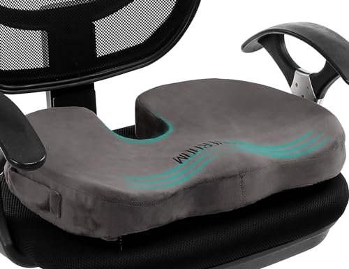 foverhom Gel Seat Cushion for Long Sitting,Office Chair Cushion for Tailbone Pain Relief,Non Slip Orthopedic 50 Density Slow Rebound Memory Foam Car Seat Cushion with Handle and Concealed Zipper