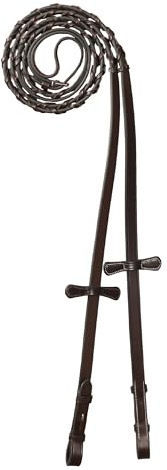 ExionPro Exion English Laced Reins for Horse Bridle – 5/8 Premium Leather Hunter Reins with Martingale Stoppers – Non-Slip Grip for Dressage, Jumping & Schooling – Stainless Steel Hook Studs