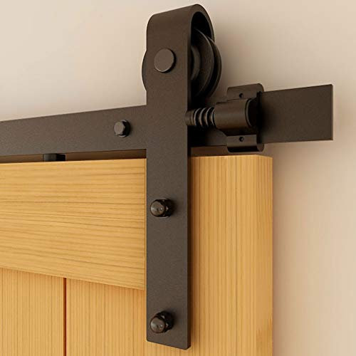 CCJH 200CM (6.6FT) Schiebetürbeschlag Set Schiebetürsystem Laufschiene für Schiebetür Hängeschiene für Einzelne Holztür