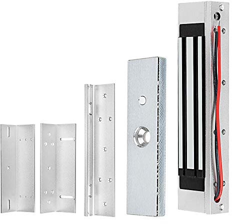 Gaocinys Metal Electric Magnetic Lock Electronic Door Lock 180KG/350lbs Holding Force DC12V Fail Safe Mode Normal Closed Type with Z&L Bracket for Framed Glass/Wooden Door, Single Door