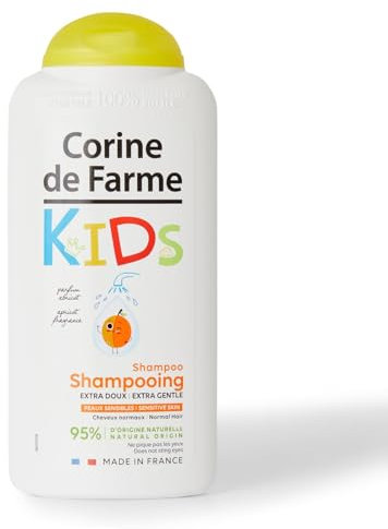 Corine de Farme - Champú Kids para Niños 300 ml - Producto Infantil Extra Suave - Perfume Albaricoque - Cosmético Natural - Francia - Pieles Sensibles