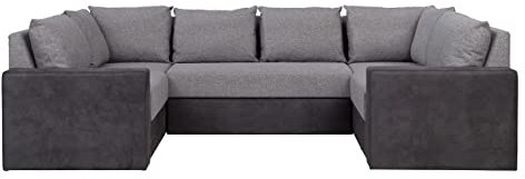 Ecksofa Reton Plus, Eckcouch mit Schlaffunktion, Polsterecke, Wohnlandschaft, Couchgarnitur, Sofagarnitur, U-Form Couch/Sofa (Montana 101 + MDL 5)