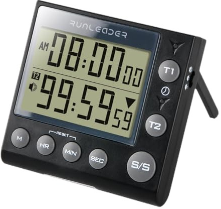 HonorMeet digital kökstimer med dubbla kanaler, inspelning av nedräkning och stoppur, summerlarm, använd minneslagring för matlagning Bakning Läsning Möte Daglig träning Personlig vård. (Black)