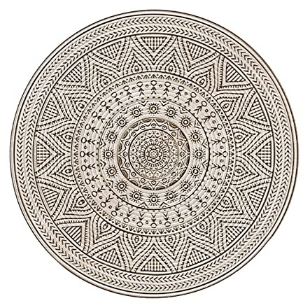 Trayosin Runder Teppich, Waschbar Teppiche Vintage Böhmischen Rund Teppich Rutschfestes Baumwolle Teppiche für Wohnzimmer Schlafzimmer (Y14,40cm Durchmesser)