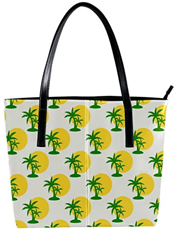 Grüne Kokospalme Schultertasche Leichte Lässige Schultasche Lehrertasche Handtasche Geldbörse, mehrfarbig, 40 x 29 x 9cm/15.7x11.4x3.5in