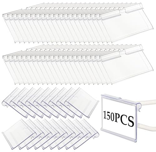 JMIATRY 150 Stück Etikettenhalter Transparent, 6 x 4.2cm Preisschildhalter Kunststoff, Preisschild Transparent für Geschäfte, Supermärkte, Produktinformation