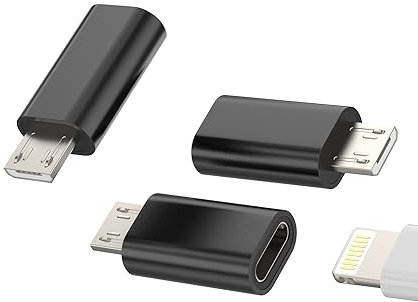 Adaptateur Micro USB vers Lightning(Lot de 3) iPhone Prise Cable Chargeur Convertisseur Apple Jack Femelle Android Mâle Charger Câble Port Connecteur Compatible pour Samsung Huawei Xiaomi Redmi