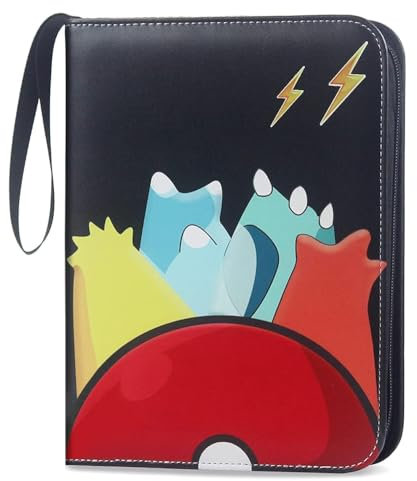 Qurzou Card Binder Holder 4-Pocket 440 Pockets with 55 Removable Sheets Included fits 440 Trading Cards for Card Collector Album Book with Zipper Carrying Case (black)