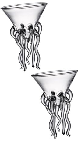 BESTonZON 2pcs Octopus Shape Cocktail Glasses Drinking Glasses for Party Unique for Home Office