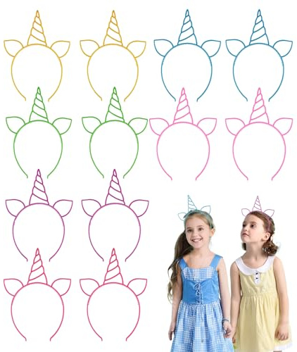 KRYMSON 12 Stück Einhorn-Stirnbänder, Kinder-Partyhüte, Einhorn-Haarschmuck, Kinder-Einhorn-Stirnbänder, Mädchen-Haarbänder, Geeignet Für Party, Geburtstag, Maskerade (Sechs Farben)