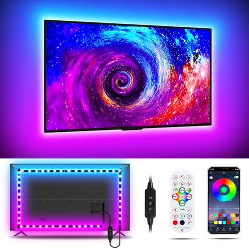 LED-Leuchten für Fernseher (50-75 Zoll), RGB-TV-Hintergrundbeleuchtung, USB-betriebene Lichtstreifen für Schlafzimmer, Heimdekoration (55-75 Zoll, 5 m)