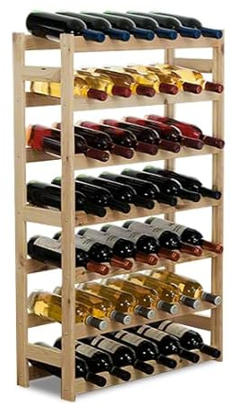 PROREGAL Weinregal PINOTWINE | HxBxT 102x63x25cm | 42 Flaschen | Massives Kiefernholz | Natur unbehandelt | Weinhalter Weinständer Flaschenständer Flaschenregal Holzregal