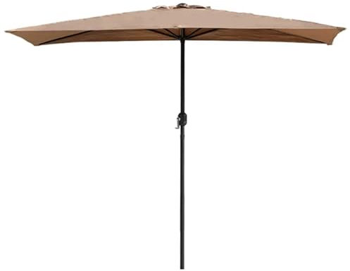 Parasol de Jardin Extérieur Demi-Rectangulaire 2,5m, Demi-Parasol de Balcon, Parasol Mural de Marché avec Manivelle et 5 Nervures (Size : Khaki)