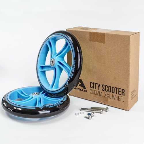 Apollo City Scooter 200mm Ersatzräderset - Pro Wheels mit ABEC 7 Kugellager, Roller Rad Ersatz-Räder passend City-Scooter, auch als LED-Rollen erhältlich