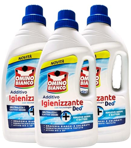 Detersivo Additivo Igienizzante Con Tecnologia Deo+, Neutralizza i Cattivi Odori e Rimuove Germi e Batteri. Smacchia Bianchi e Colorati. Attivo Già a 30° 900ml (3 Flaconi)