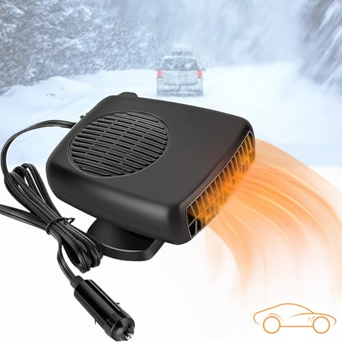 Berelin Chauffage de Voiture, 12 V 150 W, Ventilateur de désembuage 2 en 1 Portable pour Voiture, dégivreur, Allume-Cigare, Chauffage électrique (Carré-A)