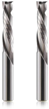 6X22mm UP &Down Cut Two Flutes Spiral Carbide Tool Cutters for CNC Router Compression Wood End Mill Bits （2 Pack）