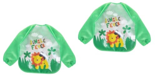 KOMBIUDA 2stücke Wasserdichter Lätzchen Mit Langen Ärmeln Für Junge Mädchen Cartoon Löwenmuster Leicht Und Waschbar Für Essenspaß Für Neugeborene Und Kleinkinder