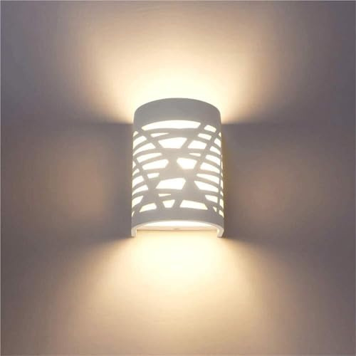 Appliques murales d'intérieur 7W Applique murale moderne à LED en plâtre blanc Applique blanche chaude de haut en bas Lampes murales compatibles avec la pièce, la chambre à coucher, le couloir, la déc