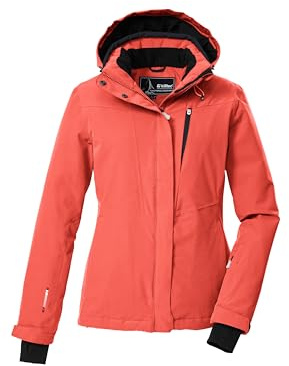Killtec Mujer Chaqueta de esquí/chaqueta funcional con capucha con cremallera y protección contra la nieve KSW 25 WMN SKI JCKT, bright coral, 46, 43411-000