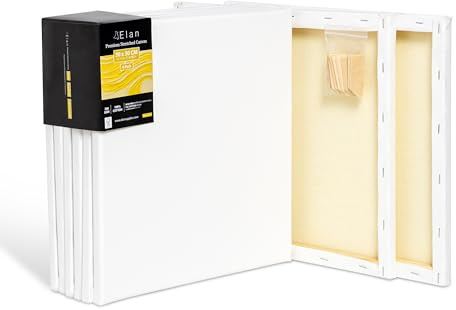 Elan Keilrahmen Leinwand 30x30 380g 6er Set, 380 G/M² 100% Baumwolle Leinwand zum Bemalen Klein, Leinwände für Ölfarben Klein, Leinwände zum Bemalen