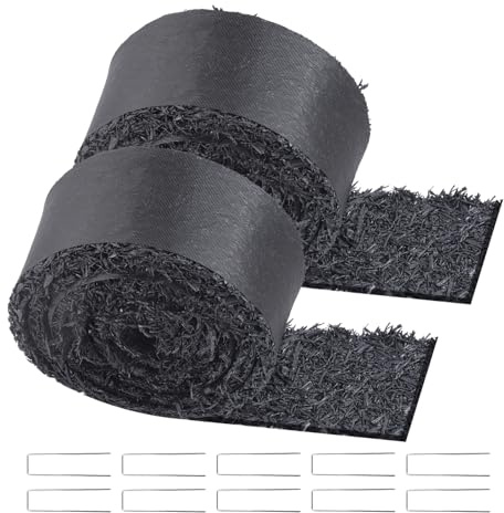 VEVOR Gummimulch, 2er-Set Gummimulchmatte 3x0,11 m, permanenter Gummiweg, Schwarze Mulch-Garteneinfassung für Pflanzen, Unkrautmatte Gemüse und Blumen, Unkrautvlies Gartenbarriere