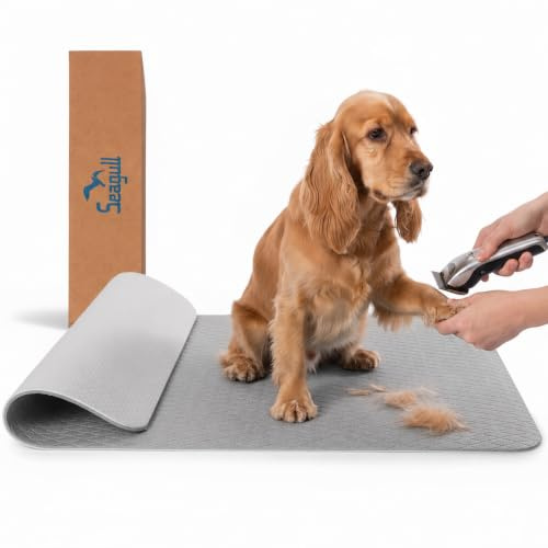 Seagull Mehrzweck Pflegematte für Haustiere 60×90 cm | Antirutschmatte für Hunde & Katzen, weich & rutschfest | Hundebadematte & Anti-Ermüdungsmatte für Pflege, Tierarzt & Salon, Hellgrau
