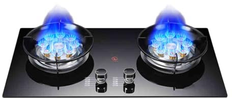 Cuisinière À Gaz Portable 2 Brûleurs, Brûleur Wok À 9 Chambres De 5,2 KW, Support De Pot En Fonte Avec Panneau En Verre Trempé, Kit De Protection Contre Les Flammes GPL/gaz Naturel(NG)