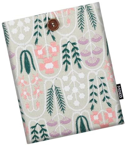 MoKo 6-7 Zoll Daisy Padded Sleeve Pouch für 7“ Kindle Colorsoft Signature Edition 2024, Kindle 11/10/8. Gen, Paperwhite 11/10. Gen, Tasche für eReader, Beige Pflanzen