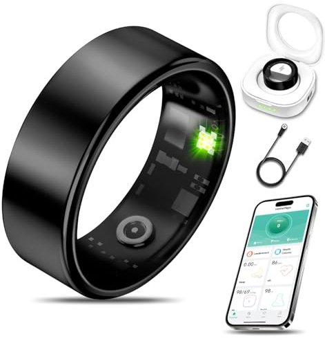 Smart Health Ring for Women Men Fitness Tracker with Heart Rate, Blood Oxygen, Blood Pressure, Sleep Monitor, Step Counting, IP68 Waterproof for iPhone and