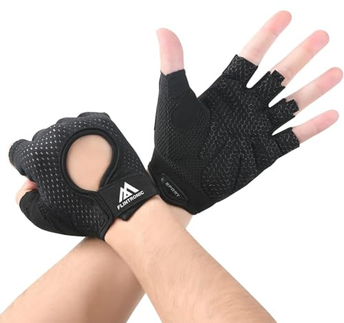 flintronic Andningsbara fitnesshandskar, träningshandskar för kvinnor och män, halkfri silikon gym handskar tyngdlyftning för styrketräning, styrketräning, träning, gym, träning (L)