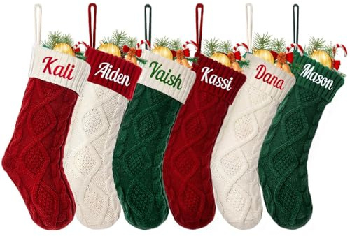 Personalisierter Weihnachtsstrumpf, individueller Name, 45,7 cm, großer Familienstrumpf für Kinder, Urlaub und Familie, Socken für Kamin, Urlaub, Party, Dekoration