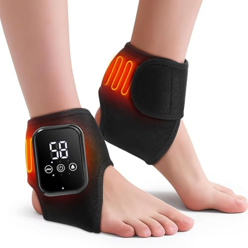 2025 New Masajeador Tobillo De Pies, Masajeador Inalámbrico 3 En 1, 3 Modos De Vibración Y 3 Niveles De Calor Para La Tendinitis De Aquiles Y La Fascitis Plantar, Relajación Y Comodidad (Negro/2)
